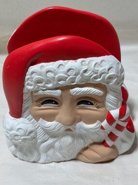 Santa Claus Napkin Holder Ceramic Christmas Holiday. Vintage